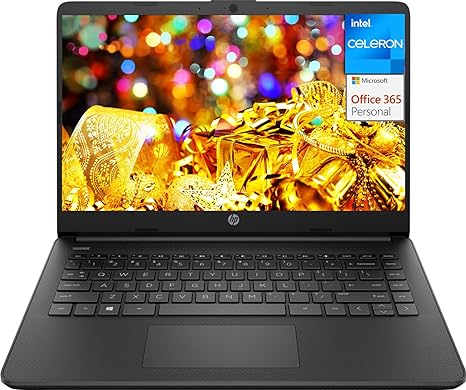 hp 2023 New 14 Inch Laptop for Student, Quad-Core Intel Celeron N4120, 16GB RAM, 320GB Storage(64GB eMMC 256GB Micro SD), 12H Long Battery, UHD Graphics, Thin and Light, Jet Black, Win 11 Home S