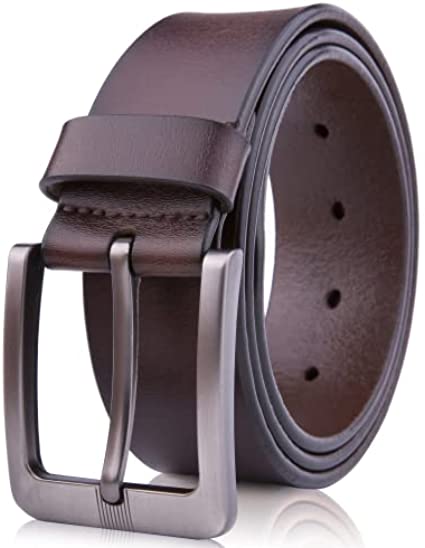 Genuine Leather Dress Belt For Men - Mens Belts For Suits, Jeans, Uniform With Single Prong Buckle - Designed in the USA