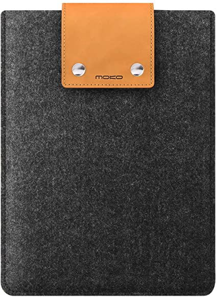 MoKo 9.7-11 Inch iPad Sleeve Case Fits iPad 10.2 2019, iPad Air 3 10.5, iPad Pro 11, iPad 9.7 6th/5th Generation, iPad Pro 10.5", iPad Pro 9.7 Inch Tablet Felt Pouch with Snap Buttons - Gray & Brown