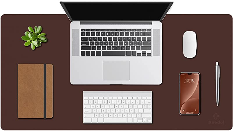 Knodel Non-Slip Desk Mat, Desk Pad, Waterproof Desk Mat for Desktop, Leather Desk Pad for Keyboard and Mouse, Desk Pad Protector, Desk Writing Pad for Office and Home (31.5"x15.7", Dark Brown)