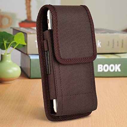 iNNEXT for iPhone 8 7 Plus Holster, Vertical Holster Belt Clip Carrying Case Pouch for Apple iPhone 6 Plus 5.5 inch, Plus Size Heavy Duty Nylon Canvas Flap Vertical Case for Galaxy S8 Plus Note 8 5