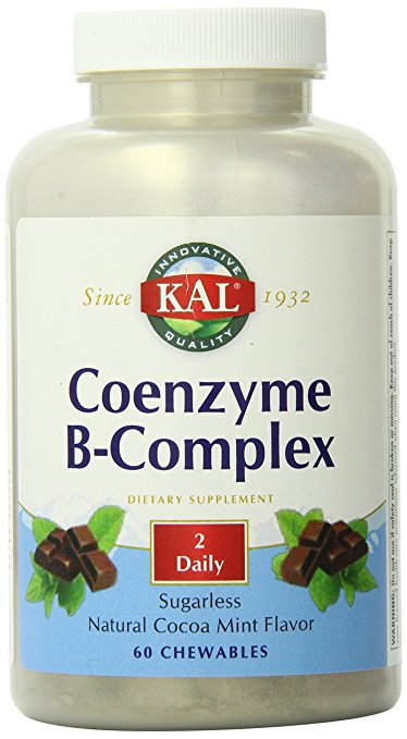 KAL Coenzyme B-Complex Tablets, Cocoa Mint, 60 Count