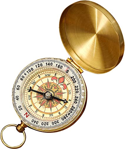 iitrust Compass for Navigation, Vintage Pocket Compass with Luminous Function, Waterproof Military Compass for Camping, Orienteering, Hiking, Marching and Collection