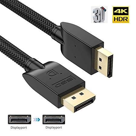 DP Cable 6ft, BIFALE Displayport Cable Silver-Plated OFC Conductor DisplayPort to DisplayPort Cable PET Braided DP to DP Cable Full 4K@60Hz UHD, 2K@144Hz/165Hz Version 1.2 for PC Laptop TV - Black