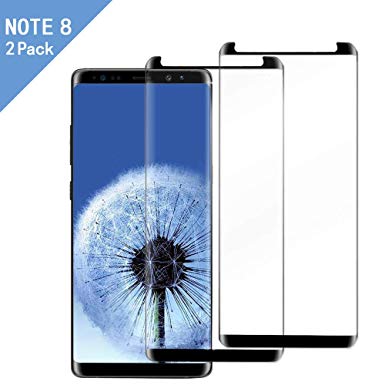 [2 Pack] Samsung Galaxy Note 8 Screen Protector, HD Clear Bubble Free Anti-Scratch Anti-Fingerprint [Case Friendly] Tempered Glass Screen Protector for Samsung Galaxy Note 8, Black