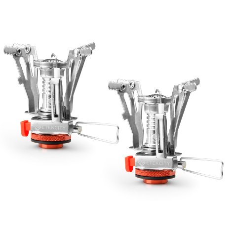 Etekcity 2 Pack Ultralight Mini Outdoor Backpacking Camping Stove with Piezo Ignition (Orange)
