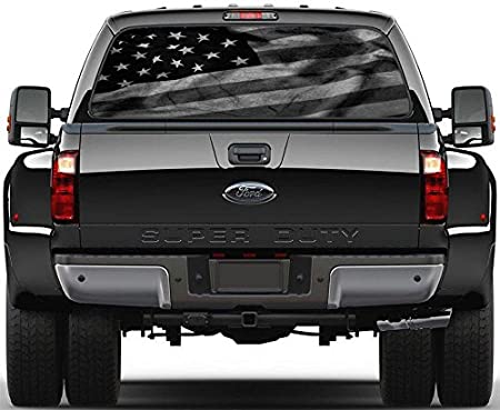 Black & White American Flag Rear Window Decal Sticker Car Truck SUV Van 778, Large