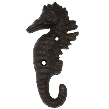 Cast Iron Seahorse Coat or Towel Hook Nautical Beach Decor by MD