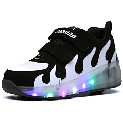 Uforme Kids Adults LED Shoes Light Up Wheels Roller Skates Flashing Fashion Sneakers for Unisex