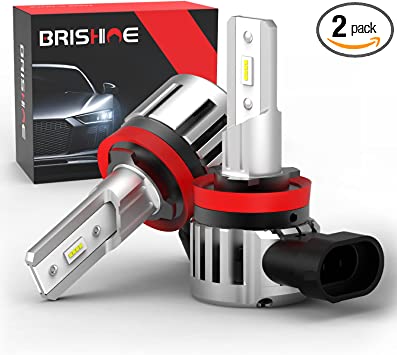 BRISHINE H11 LED Headlight Bulb 24000lm 600% Brighter 6000K Cool White, Wireless H8 H9 Headlight LED Bulb Compatible with Tacoma 4Runner Camry Accord F150 Sierra 1500 2500 Ram 1500 2500 3500