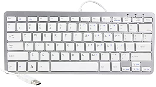 iKKEGOL Mini USB Slim Wired 78 Key Small Super Thin Compact Keyboard for Desktop Laptop PC Win 7 US Layout (White)