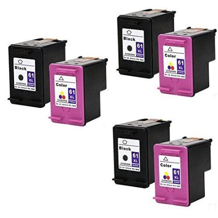 HOTCOLOR 6 Pack (3 Black 3 Color) New Version Value Ink HP 61XL High Yield Ink Cartridge for OfficeJet 2620, 4630, 4632, 4635 Printers
