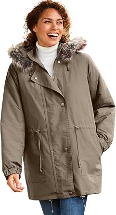 Woman Within Women's Plus Size Quilt-Lined Taslon Anorak