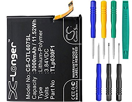 High Capacity Cameron Sino 3000mAh Li-Polymer Replacement Battery for Alcatel One Touch Idol 4S, One Touch Idol 4S LTE, OT-6070, OT-6070Y, fits Alcatel TLp030F1 with tools kit