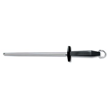 Victorinox Honing Steel 12-Inch Round Regular Cut, Black Plastic Handle