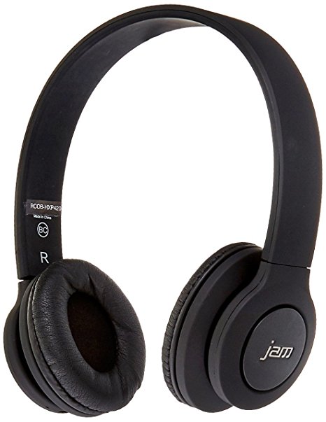 JAM Transit Bluetooth Wireless Over-Ear Stereo Headphones, 30 Foot Range, Hands-Free Calling, Lightweight for PC, IPhone, Android, TV, Gaming, Travel, Office, Black (Certified Refurbished)