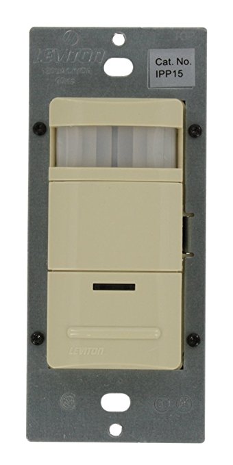 Leviton IPP15-1LI Decora Manual-ON Occupancy Sensor, Single Pole, 3-Way or More Applications, 180-Degree Field of View, Ivory