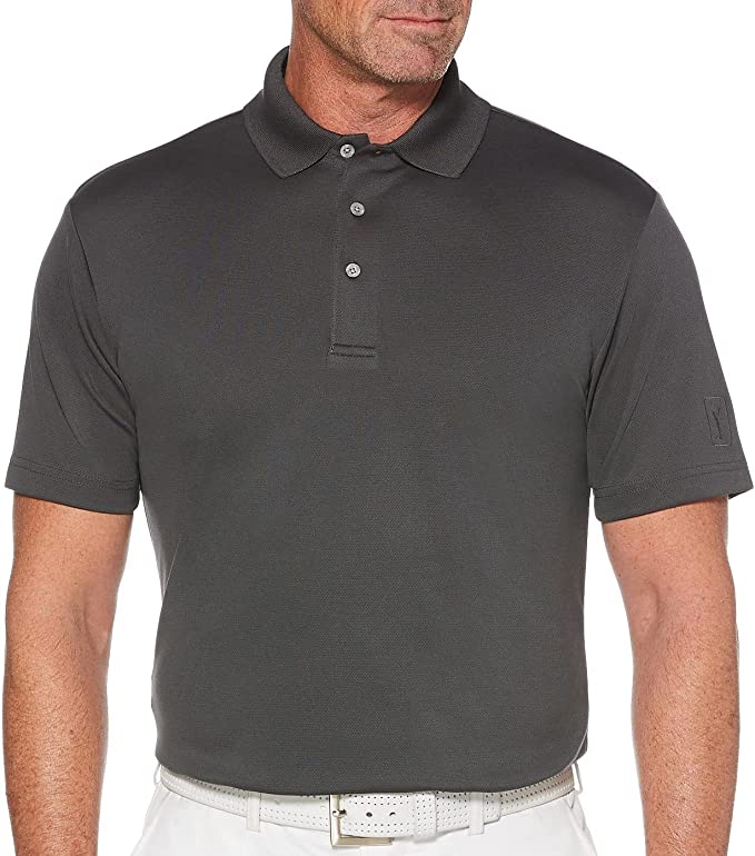 PGA TOUR Men's Airflux Solid Mesh Short Sleeve Golf Polo Shirt (Sizes S-4x)