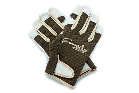 Leather Gardening Gloves for Women and Men. Adjustable Velcro Fastener and Breathable Spandex Back. Ideal for General Garden Tasks (Small)