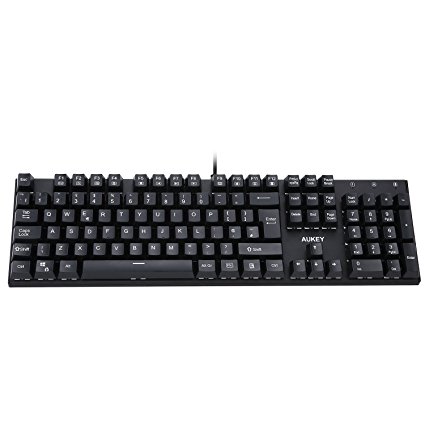 AUKEY Mechanical Keyboard Blue Switches Gaming Keyboard 105 Keys ( UK Layout ) Metal Plate 100% Anti-ghosting for Gamers and Typists