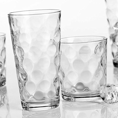 Home Essentials Galaxy Glassware Set (Clear, Set of 16 - 8 17 OZ & 8 13 OZ), , Clear