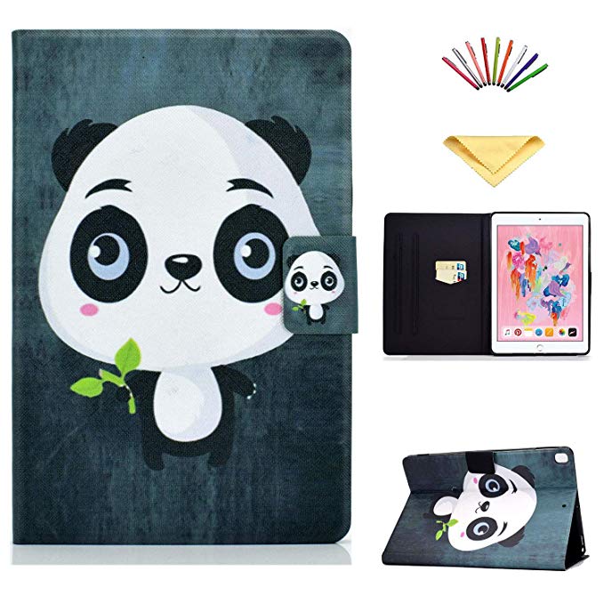 Uliking iPad 10.2 inch 2019 Case, iPad 7th Generation Shockproof Cover with Stylus Pencil, Stand PU Leather Magnetic Smart Folio Flip Card Pockets TPU Lightweight Wallet [Auto Wake/Sleep], Bear Baby