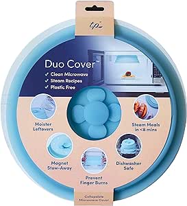 Duo Cover 2.0 | 3-in-1: Collapsible Magnetic Microwave Cover. Safely Grab Hot Dishes From Microwave. Moister Leftovers | Plastic-Free & BPA-Free Silicone | Dishwasher-Safe | 11" (Upgraded)