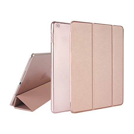 MTRONX for Apple iPad Case 9.7 inch 2018/2017, Magnetic Closure Auto Sleep/Wake Smart Cover, Trifold Flip Stand Ultra Slim, Translucent Frosted PU Leather Protective Shell -Rose Gold(FB-RG)