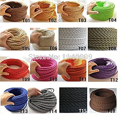 5m/lot 2x0.75 Color Twisted Wire Twisted Cable Retro Braided Electrical Wire Fabric Wire DIY Pendant Lamp Wire Vintage Lamp Cord This Price Is for ONE Color 5 Meters.