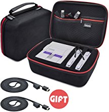 SNES Classic Mini Case Premium Hard Carrying Travel Case for Super NES Classic Mini Console, Fits for 2 Controllers and HDMI Cable(2017 Edition), Free Controller Extension Cable Included