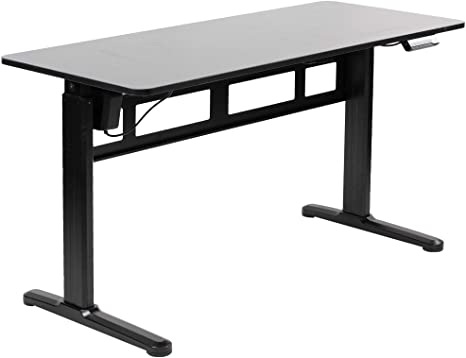 VIVO Electric 55 x 24 inch Stand Up Desk | Complete Height Adjustable Standing Workstation (Frame and Top) with Push Button Controller, Black (DESK-E155TB)