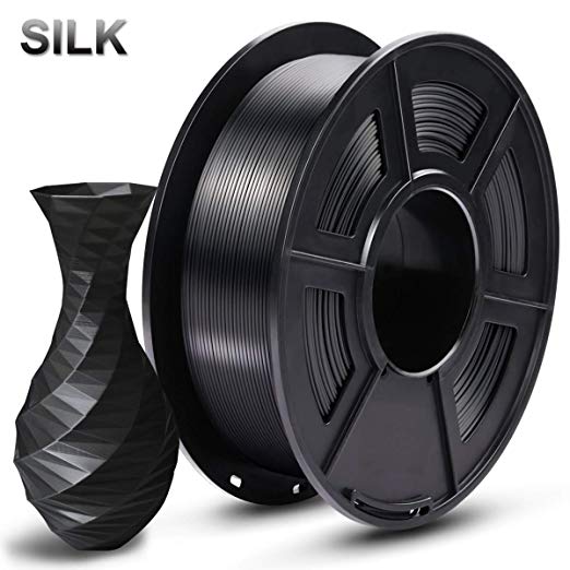 SUNLU Silk PLA Filament 1.75mm, 3D Printer Filament Silk, Silky Shiny Filament PLA for 3D Printers and Pens, 1kg(2.2Lbs)/Spool, Silk Black