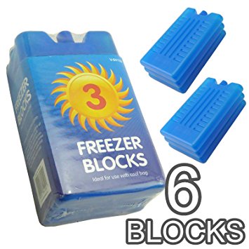New Freezer Blocks - Suitable For Cooler Boxes & Bags - Cools & Keeps Food Fresh - In Packs of 3/6 (Pack of 6)