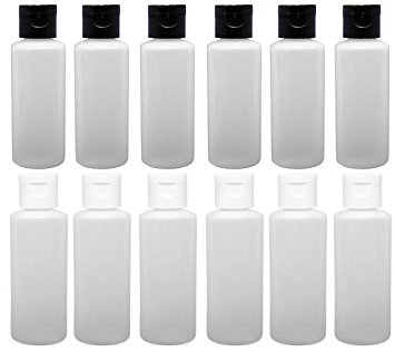 12 - 2-ounce Travel Bottles with Flip Caps