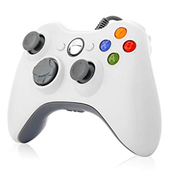 Wired Controller for Xbox 360, TGJOR USB Wired Game Controller Gamepad Joystick with Shoulders Buttons for Microsoft Xbox / Slim 360 PC Windows PC (White)