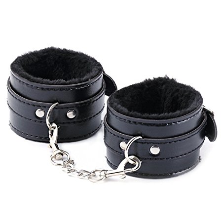 Wrist Handcuffs Ankle Shackles ,SINLOLI Adjustable PU Leather Restraints SM Adult Sex Toys for Couples (Black)