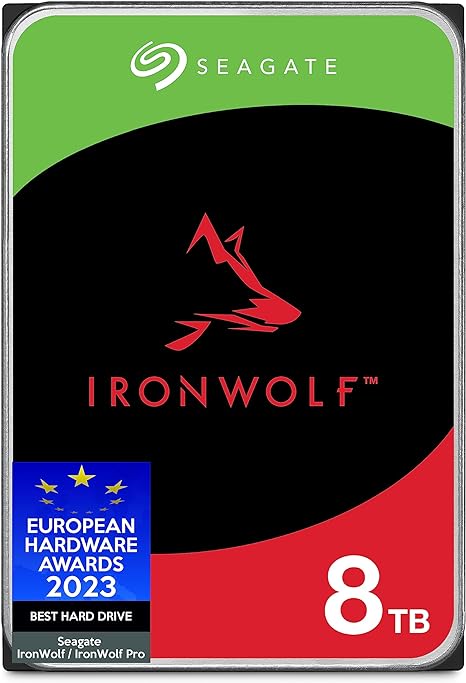 Seagate IronWolf, 8TB, Enterprise Internal NAS HDD - CMR 3.5 Inch, SATA 6GB/s, 5,400 RPM, 256 MB Cache for RAID NAS, Rescue Services - Frustration Free Packaging (ST8000VN002)