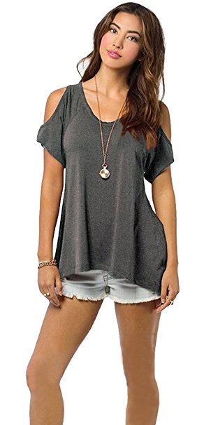 Women's Vogue Shoulder Off Wide Hem Design Top Shirt