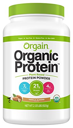 Orgain Organic Plant Based Protein Powder, Vanilla Almond, 2.03 Pound, 1 Count, Vegan, Non-GMO, Gluten Free, Packaging May Vary