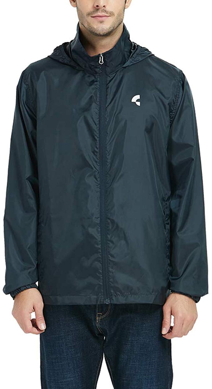Common District Men's Waterproof Lightweight Rain Jacket Active Outdoor Hooded Raincoat S-5XL