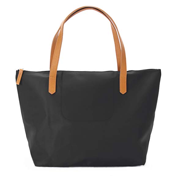 Korvara Nylon Tote Bag - Premium Nylon & Vegan Saffiano Leather Shoulder Handbag for Women