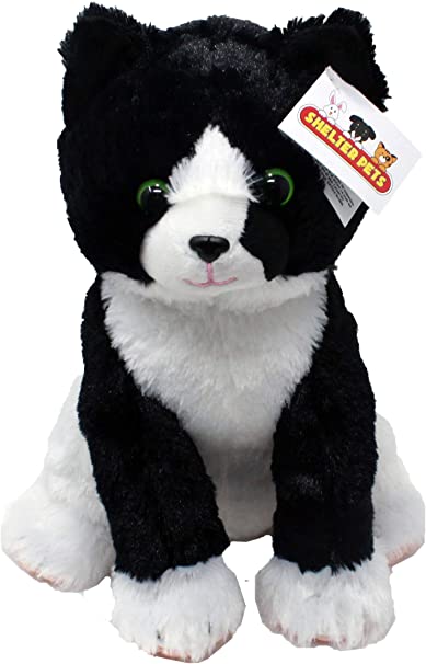 Shelter Pets: Peppa The Tuxedo Cat - 10" Black and White Plush Toy Stuffed Animals - Based on Real-Life Adopted Pets - Benefiting The Kitten and Cats Animal Shelters They were Adopted from