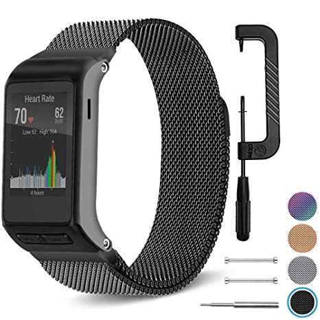 C2D JOY Milanese Loop Replacement for Garmin vivoactive HR GPS Smart Watch Stainless Steel watchband with Unique Magnet Lock No Buckle Needed - 4 Colors, Small/Medium/Large