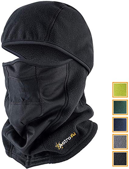 AstroAI Ski Mask Balaclava Windproof Breathable Cold Protection Warm Winter Full Face Cover Mask for Skiing, Snowboarding, Motorcycling, Running, Cycling for Men Women Polar Fleece Black