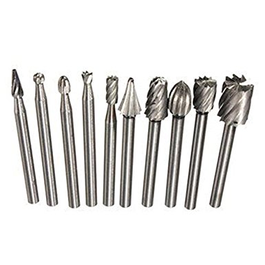 10pcs 1/8 Inch High Speed Rotary File Burrs Bit Set Wood Carving Rasps for Dremel Handmade DIY Carving Electric Grinding Polishing Carved Milling Cutter Head