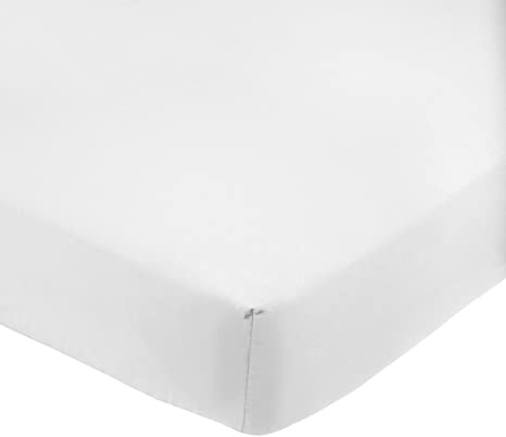 AmazonBasics 200-Thread-Count Polycotton Fitted Sheet, Super King Size - White