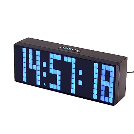 Yosoo Large Big 4 6 Digit Jumbo LED Digital Alarm Calendar Snooze Wall Desk Clock (bule, 6-digit version)