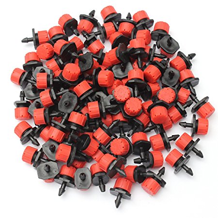 KINGSO 100pcs Plastic Adjustable Emitter Dripper Micro Drip Irrigation Sprinklers Watering System