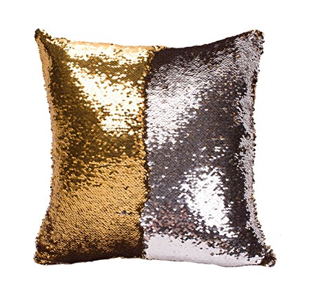 Idea Up Reversible Sequins Mermaid Pillow Cases 4040cm with magic mermaid sequin (gold and sliver)