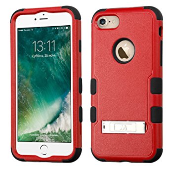 Asmyna TUFF Hybrid Protector Cover with Stand for iPhone 7 - Natural Red/Black